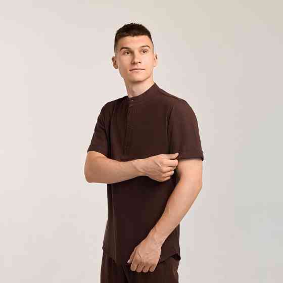 Чоловіча сорочка з коротким рукавом шоколадна Pobedov Molodist' Київ