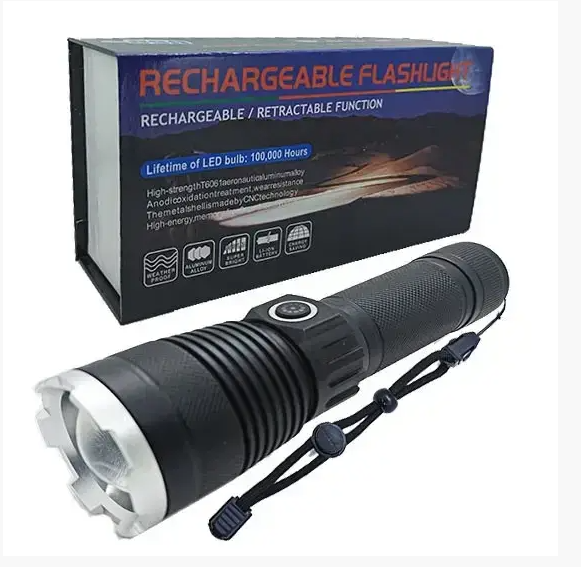 Світлодіодний ручний ліхтарик Bailong BL-A75-P90 zoom + Type-C + 26650 (3xAAA) 5 режимів Київ - фото 8