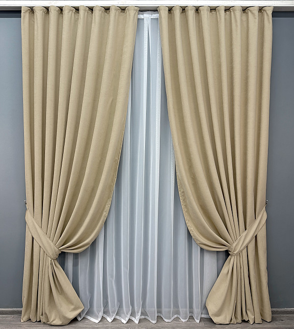 Комплект готових штор VR-Textil Мікровелюр SPARTA № 1192ш Бежевий 150х290 см 2 шт (33-0020 Київ - фото 10