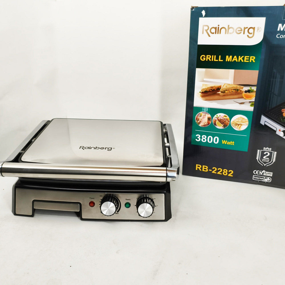 Мультипекар гриль Rainberg, Потужна електрична бутербродниця, Гриль з притисканням для кухні DF-41 Львів - фото 5
