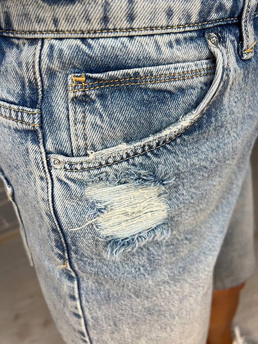 Шорти жіночі джинсові Women Denim 2038-977 бермуди рвані довжина до колін блакитні, блакитний, 36 Київ - фото 7