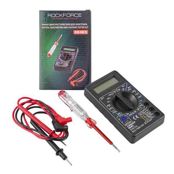 Набір діагностичний для електрика (цифровий мультиметр, індикаторна викрутка) ROCKFORCE RF-88463 Одеса