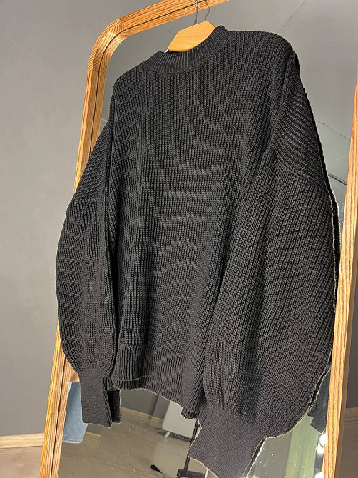 Свитер женский MIX RAY 6607 широкая модель оверсайз удлиненный, черный, one size Киев - изображение 9