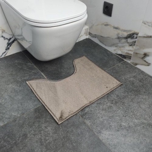 Набір килимків для ванної кімнати 2шт 50*80см+40*50см U-виріз Полоса Smile бежевий поліпропілен Дариана Житомир - фото 6