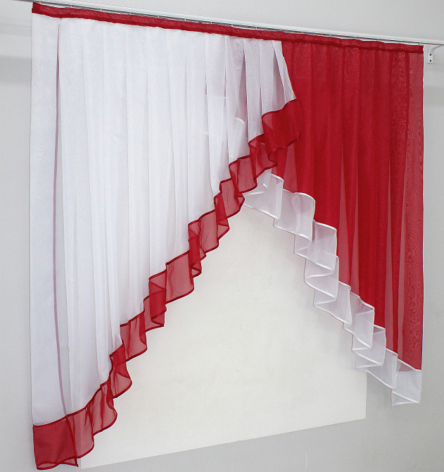 Кухонная занавеска VR-Textil № 023к красный с белым 150х150 см (50-092) Киев - изображение 2