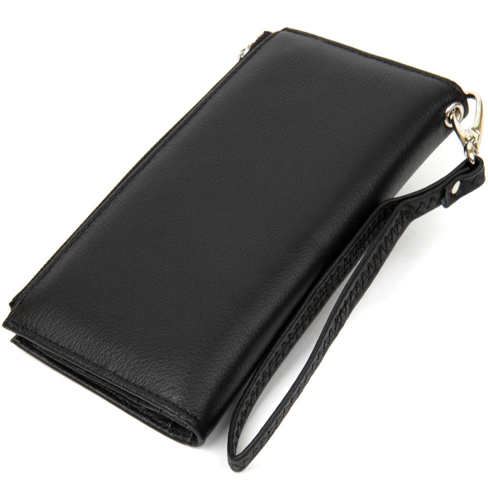 Шкіряний гаманець-клатч з хлястиком чорний (ST Leather) Київ - фото 15