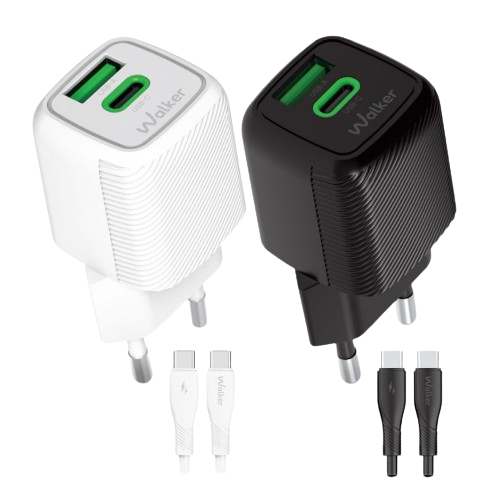 Зарядний пристрій мережевий USB/Type-C + кабель Type-C 30W білий GaN WALKER WH-71 white Житомир