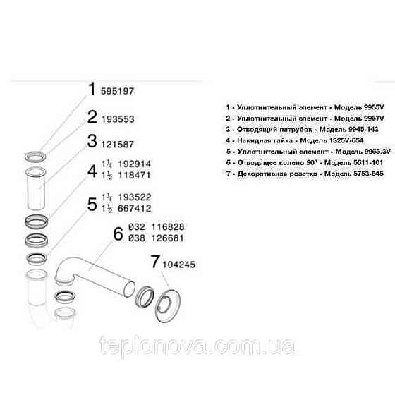 Сифон для раковини VIEGA 1 1/4″х1 1/4″ хром трубный б/г 305611 Черновцы