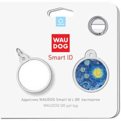 Адресник для животных WAUDOG Smart ID с QR паспортом "Водяные лилии", круг 25 мм (0625-0201) Винница