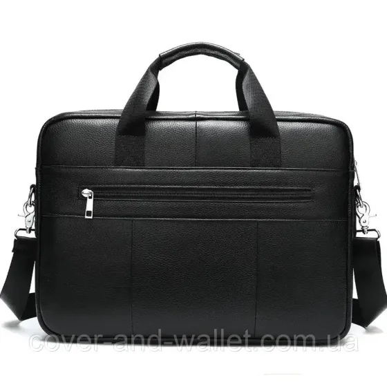 Мужская кожаная деловая сумка для ноутбука черного цвета ST Leather Киев