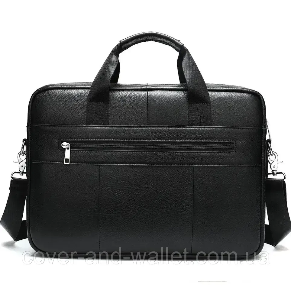 Чоловіча шкіряна ділова сумка для ноутбука чорного кольору ST Leather Київ - фото 3