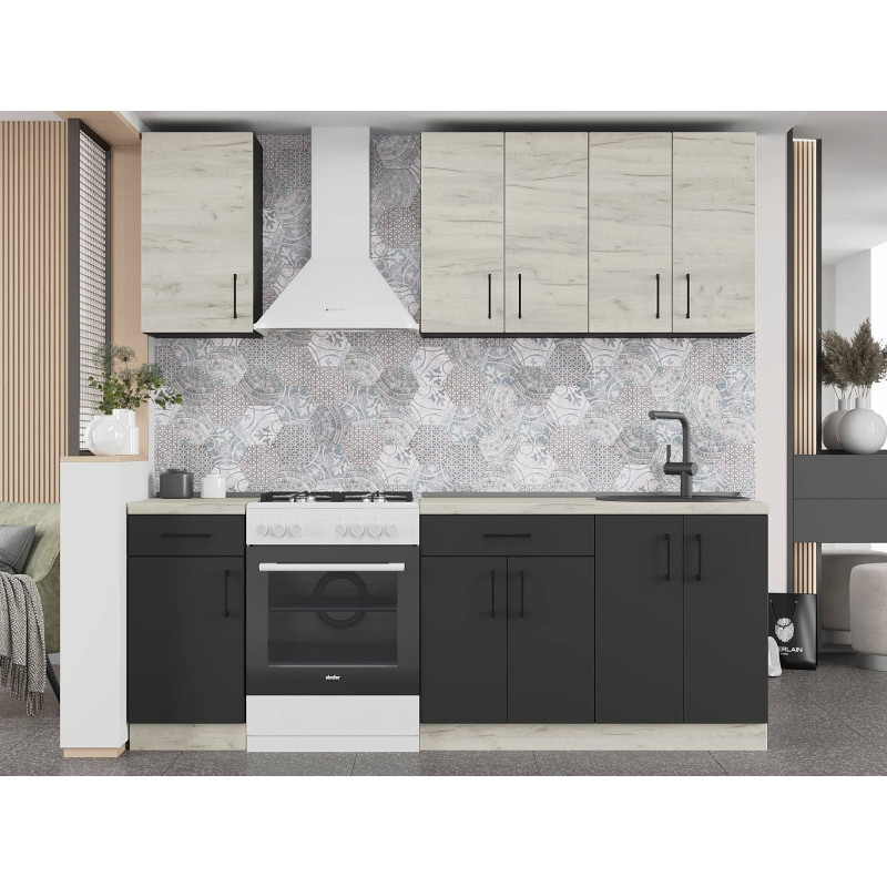 Кухня модульна Эверест Оптима набор №4 Дуб крафт белый+Антрацит 2,2 м (без столешницы) (DTM-5704) Львов - изображение 1