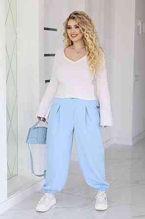 Жіночі широкі штани джогери "Flavio" Норма та батал Блакитний, 54-56 Київ