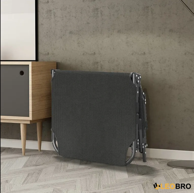 Розкладачка з подушкою LEOBRO FB-S04-PP чорний з білим | Складане ліжко 193×68 см Київ - фото 4