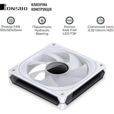 Кулер до корпусу JONSBO FR-505W ARGB White Вінниця - фото 7