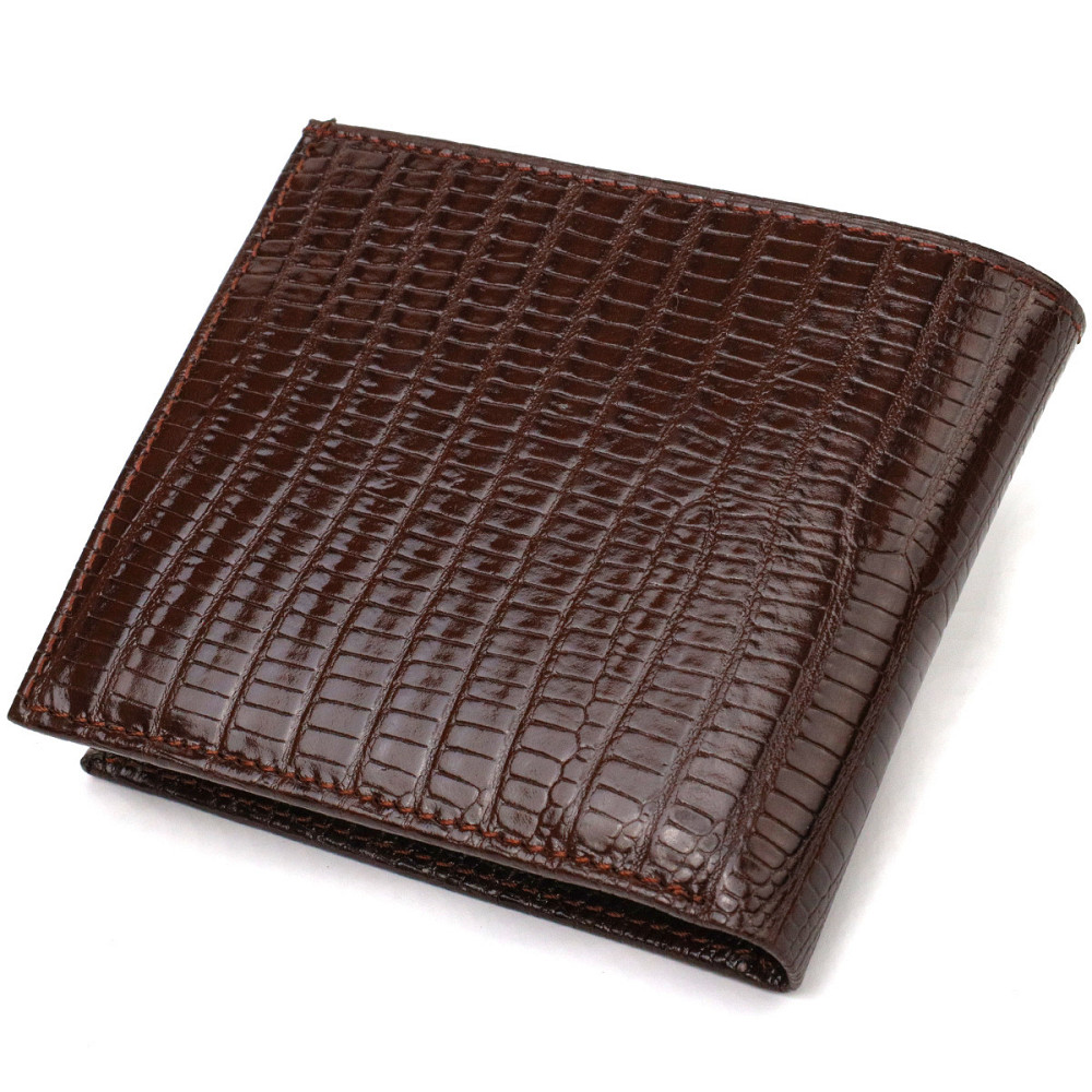 Интересное мужское портмоне из натуральной фактурной кожи Коричневое (CANPELLINI) Киев - изображение 6