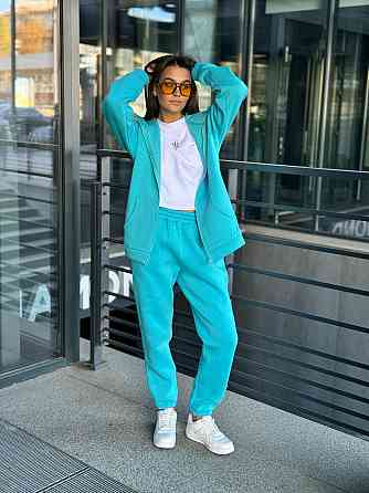 Теплый спортивный костюм женский на змейке Голубой 50/52 Харьков