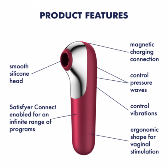 Вакуумный стимулятор и вибраторDual Love, двухсторонний цвет: красныйSatisfyer (Германия) Sex Aura Киев