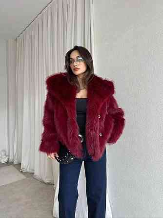 Женская стильная короткая шуба с большим воротником искусственный мех Бордовый, 46 Одесса