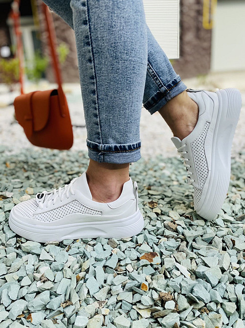 Кроссовки женские натуральная кожа белые размер 37 (арт. 24см) Коломыя - изображение 3