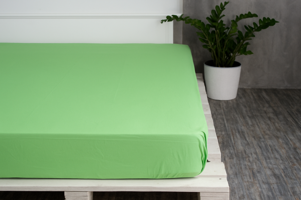 Ecotton Простирадло на резинці Ecotton 160х200 см однотонне зеленого кольору Summer green Коломия - фото 1