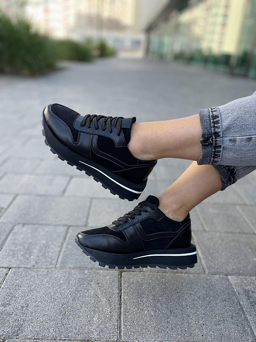 Molly Кроссовки женские MOLLY черные натуральная кожа+замша весна-осень 37р.38р.39р. (5237) Коломия - фото 7