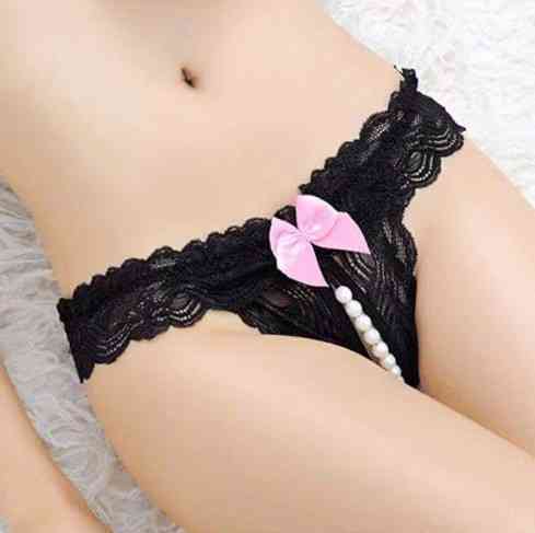 Стрінги з бусинками та бантиком чорні - розмір універсальний (на резинці), 15% нейлон, 85% поліестер Київ