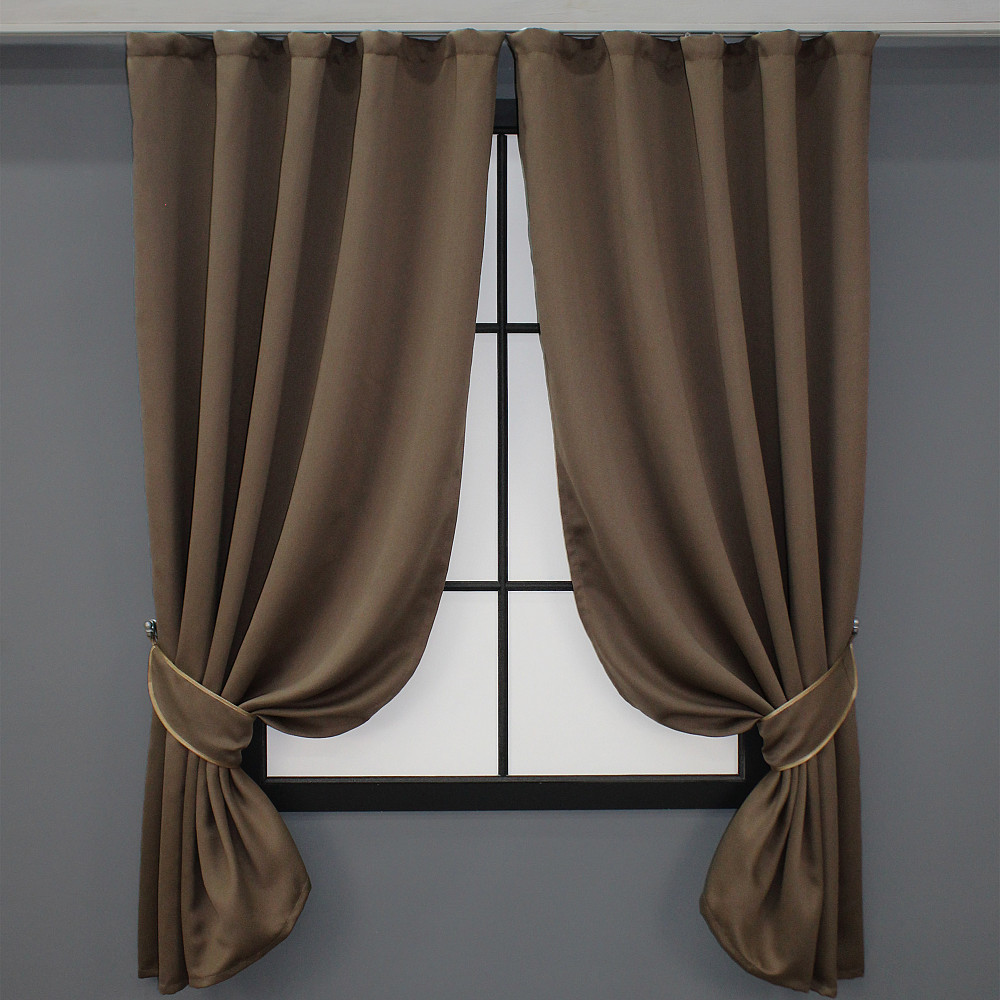 Комплект штор коротких VR-Textil Bagema Rvs № 1238ш Шоколадный 130х170 см 2 шт (35-0033) Киев - изображение 1