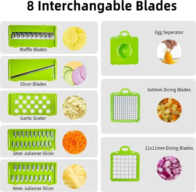 Овочерізка 14 в 1 Veggie Slicer компактна з відсіком для овочів, змінні насадки, Київ - фото 6