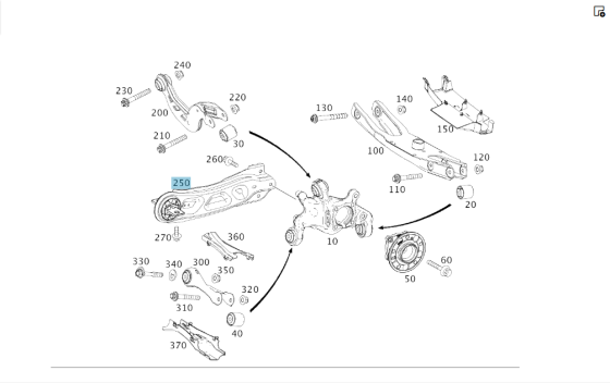 Mercedes-Benz  A2463500506 Поздовжній важіль заднього моста праворуч CLA Shooting Brake X117 CLA C117 GLA X156 A-class W176 B-class W246 Одеса
