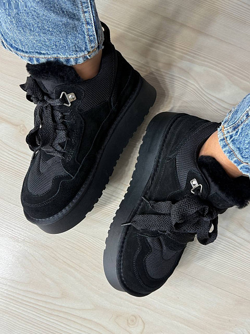 Ботинки женские Hengji 275-1 угги замшевые на платформе с мехом черные, 39, 24,5 см Киев - изображение 9