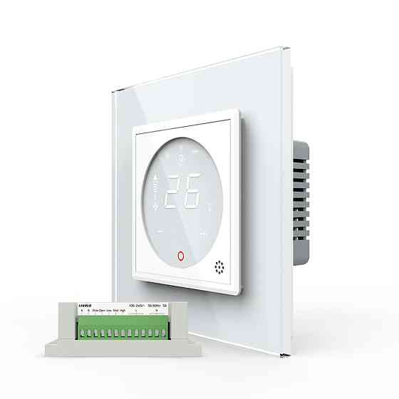 Термостат (терморегулятор) сенсорний для внутрішньопідлогового конвектора водяного опалення та фанкойла LIVOLO, білий (VL-C7-FCA-2WPS72) Коломия