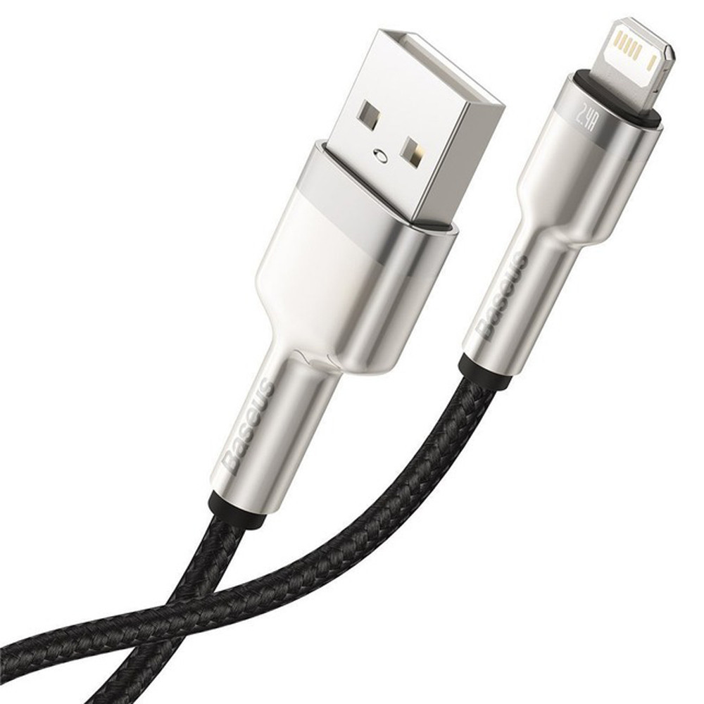 Кабель Baseus Cafule Series Metal Data Cable USB to IP 2.4A 0.25m Black Одеса - фото 4