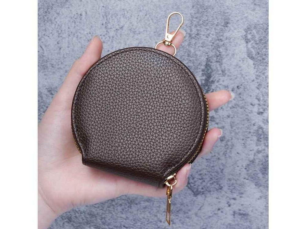 Гаманець жіночий з карабіном 13*10.2см 619-5 темно-коричневий екошкіра ТМ КИТАЙ Київ - фото 1