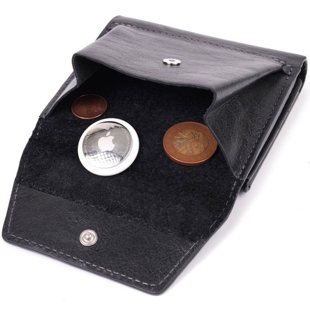 Шикарный кошелек с множеством отделений из люксовой натуральной кожи Черный (GRANDE PELLE) Киев - изображение 3