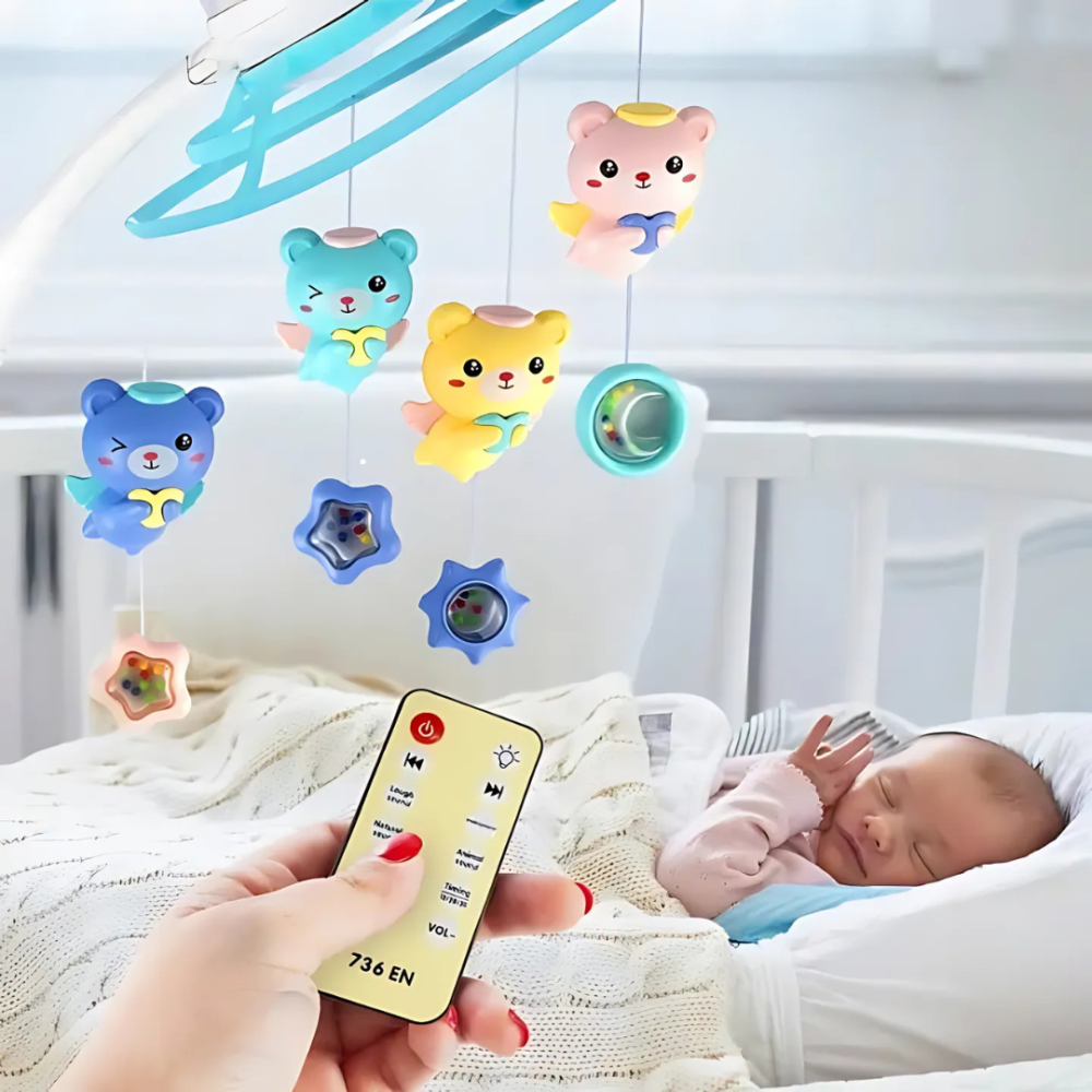 Дитячий музичний мобіль на ліжечко з проектором мобілі для немовлят на  76 мелодій блакитний  для хлопчика Київ - фото 5