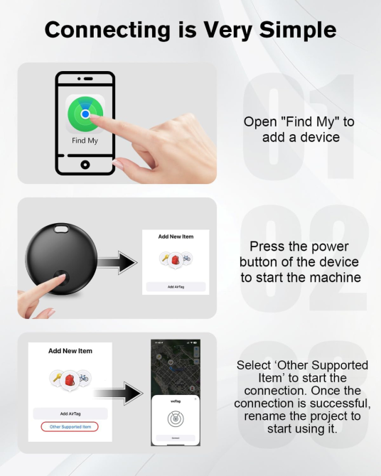 Смарт-трекер Hauibela weTag mini для пошуку речей, Apple Find My, Bluetooth до 50 м, звуковий сигнал, CR2032, iOS Київ - фото 8