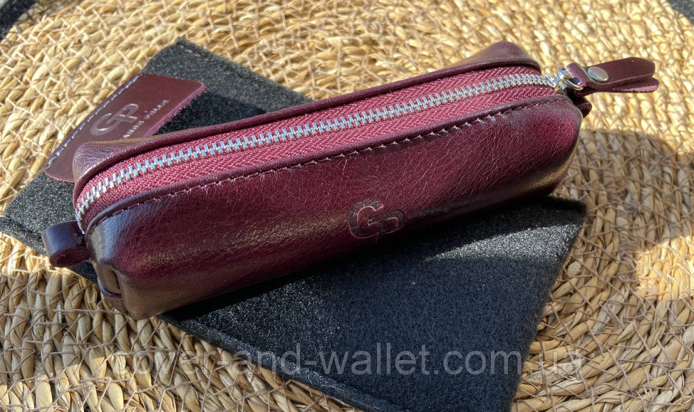 Женская ключница из гладкой кожи бордового цвета на молнии Grande Pelle Киев - изображение 4