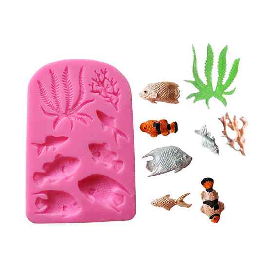Молд кондитерский Рыбки и кораллы 94 на 143 мм розовый Киев