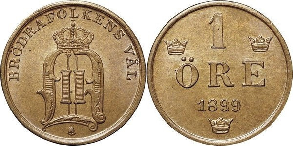 Швеция 1 эре 1899 г Полтава - изображение 1
