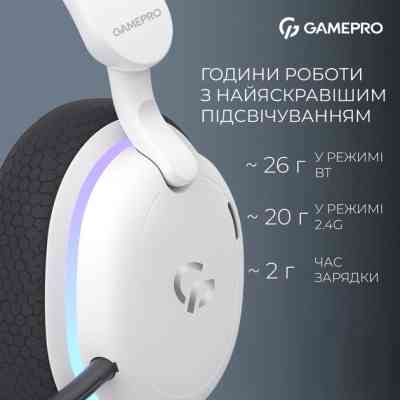 Наушники GamePro Asgard Bragi 7.1 RGB Tri-Mod White (HSW250W) Винница