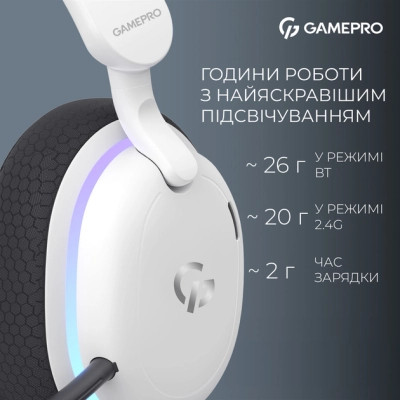 Навушники GamePro Asgard Bragi 7.1 RGB Tri-Mod White (HSW250W) Вінниця - фото 6