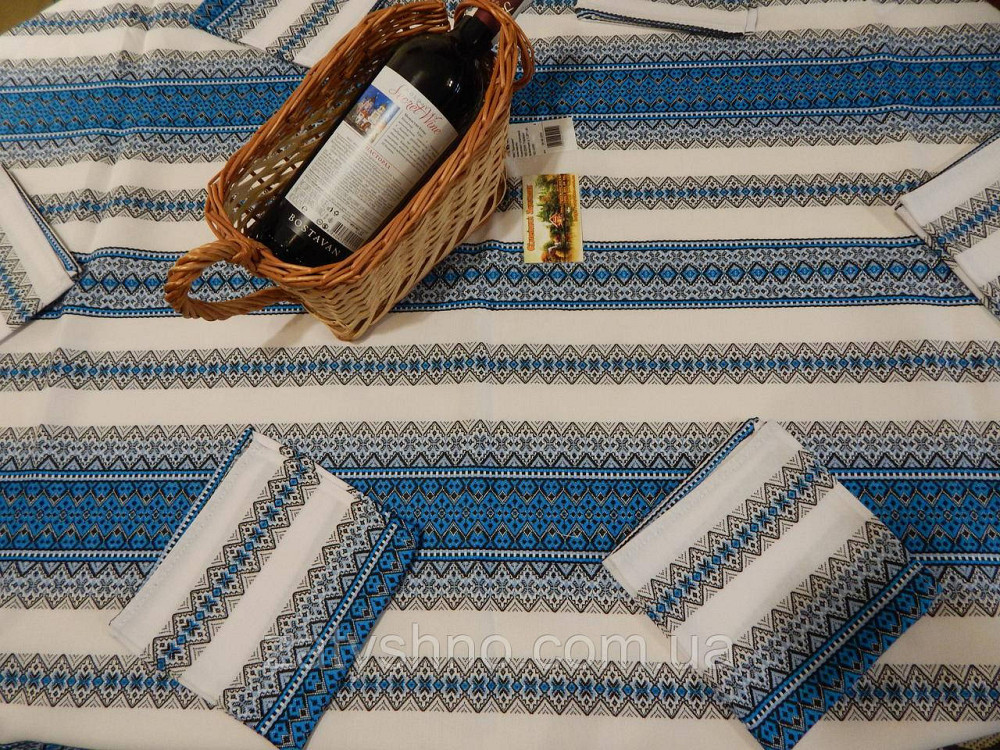 Синя скатертина вишита в українському стилі Київ - фото 2