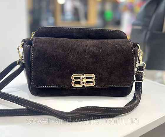 Замшева жіноча сумка крос-боді коричневого кольору Virginia Conti Київ