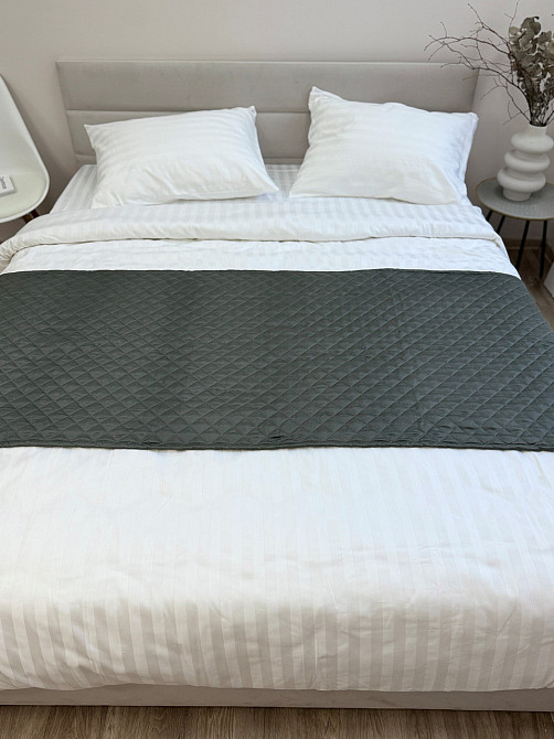 Ecotton Покривало-доріжка на ліжко Ecotton 70х230 см Саші антиалергенна двостороння сіра Nid Gr Коломия - фото 4