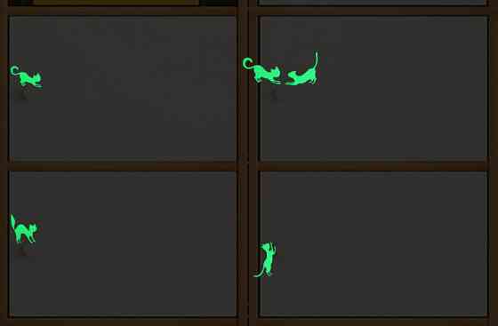 Люминесцентна наклейка с котами 10 на 10 см салатовый Киев