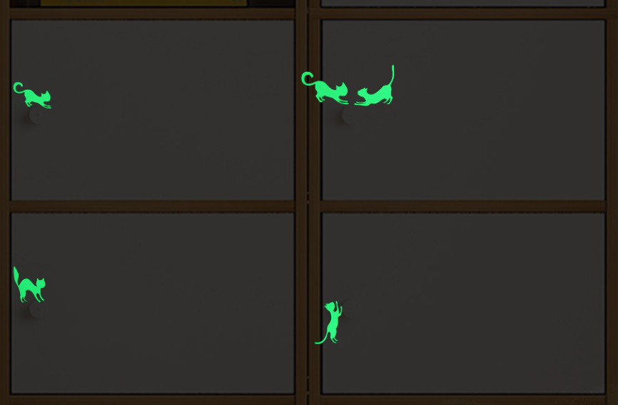 Люмінесцентна наклейка з котами 10×10 см салатовий Київ - фото 3