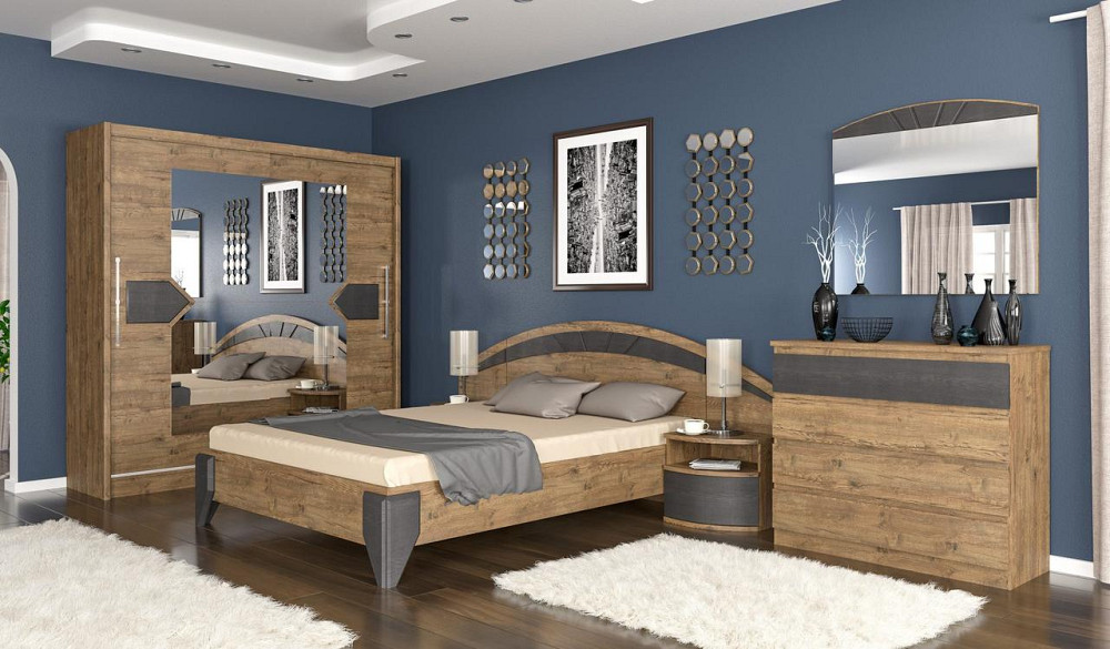 Кровать ортопед (без ламелей)  Аляска Дуб самоа / Капучино Львов - изображение 4