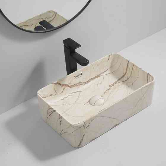 Раковина накладна Mixxus Premium QUADRO-0208 MARBLE 480х315х140mm з переливом   ( MP6518 ) 25438 Харків