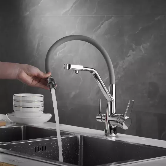 Смеситель для кухни с подключением к фильтру WEZER INX4A-08 хром/серый Киев